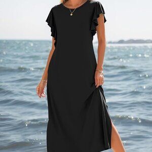 Ruffle Sleeve Maxi Sundress with Pockets | Casual Beach & Everyday Dress